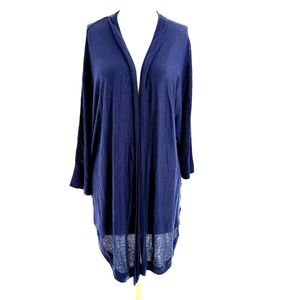 Pure Energy Long Line Open Front Duster Cardigan Sweater Women's 3X Blue Stretch